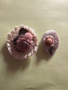 Handmade Pink Floral Fabric Brooches bundle